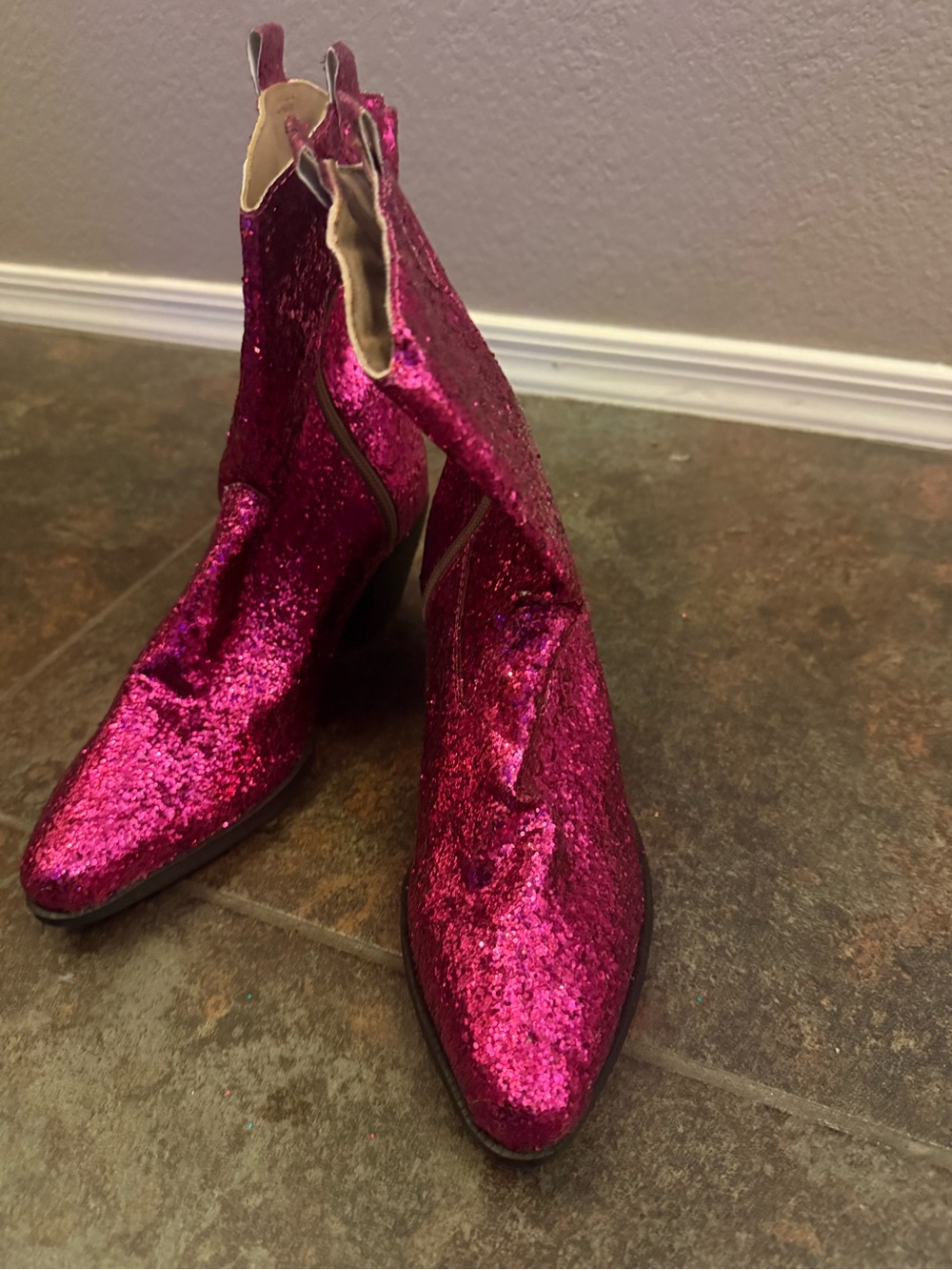 Women’s Glitter Ankle Boots - Fuchsia Pink
